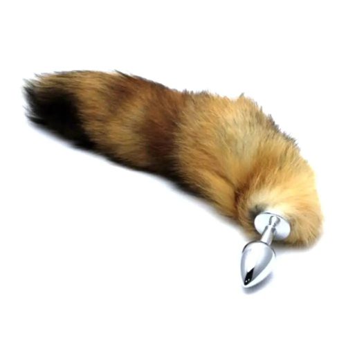 Brown Fox Tail Anal Plug Long Adulto Luxo