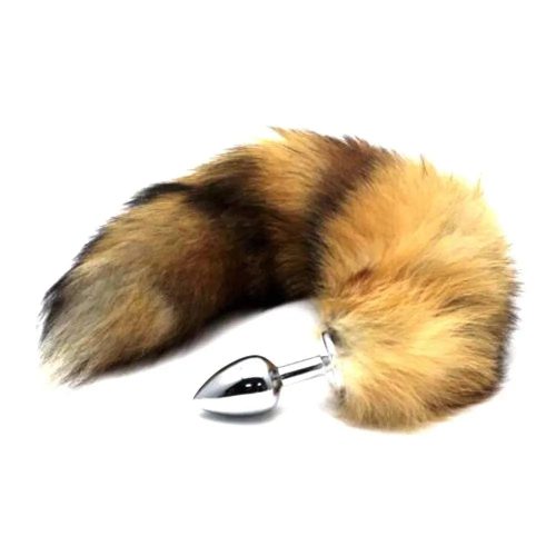 Brown Fox Tail Anal Plug Lado Esquerdo Adulto Luxo