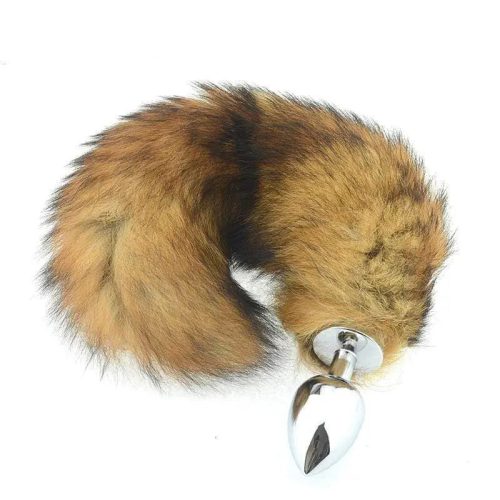 Brown Fox Tail Anal Plug Frente Adulto Luxo