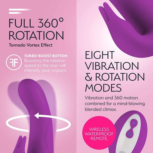 Dual Rabbit 360° Dildo Vibrator (Purple) Sex Toy For Women Adult Luxury