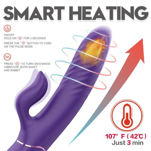 Luxo Thrusting Pro® Silencioso Aquecimento Empurrando Vibrador (Roxo) Adulto Luxo