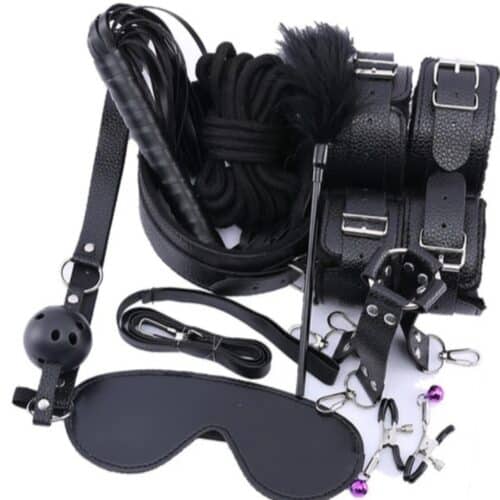 Black bondage sex toy kit Adult Luxury 